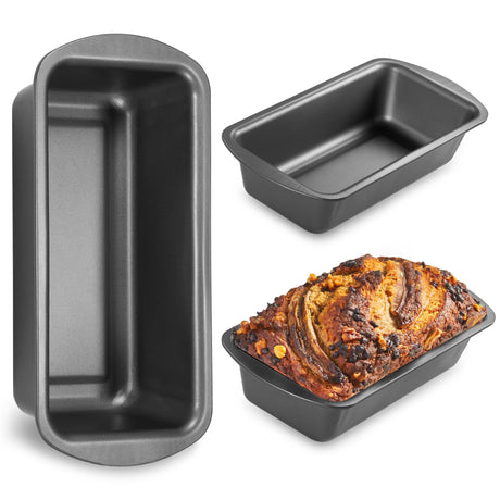 HONGBAKE 3 Pack Bread Pan for Baking Loaf Pan Set, 8.5 x 4.5 Inches Loaf Pan with Wide Grips Nonstick Bread Tin 3 pack, 1Lb Perfect for Homemade Bread, Grey HONGBAKE