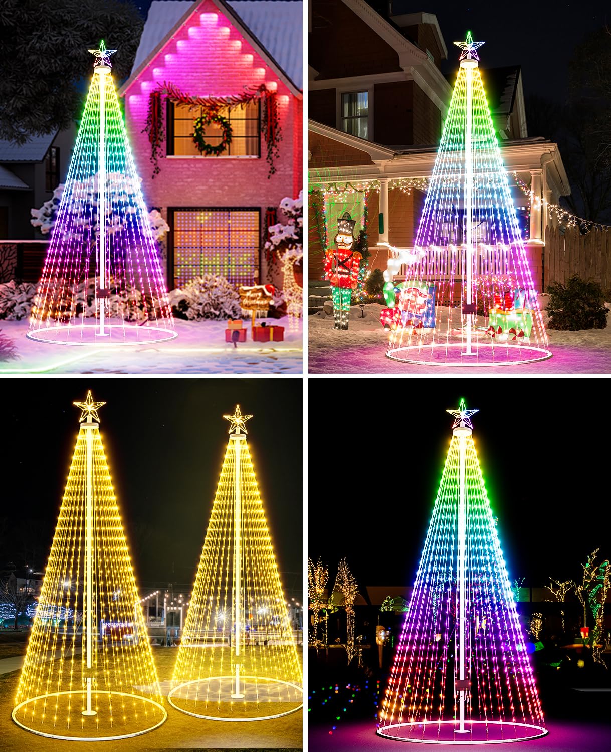 Esfos Led Outdoor Christmas Tree, 16 ft Prelit Christmas Tree, Smart Outside Christmas Tree Light Show App Control with 1008 LED Lights Color Changing Sync APP & Remote Control Christmas Tree Lighting