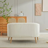 Nahenduo Corduroy Loveseat Sofa and Small Couch for Bedroom, 2 Seater Mini Couch for Small Rooms, 51" W Wood Legs, Comfy Foam+Spring (Ivory White) Nahenduo