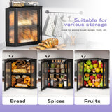 Wieghda Corner Bread box for Kitchen Countertop,Farmhouse Bread Box with Acrylic Wavy Door Panel,Large Bread box for kitchen countertop,Kitchen Countertop Food Storage Container (Black, Extra Large) Wieghda