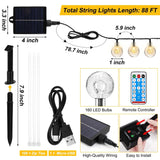 Hahood 88 Ft Solar Pool String Lights for Above Ground Pools 100 LEDs Outdoor Waterproof Pool Trampoline Globe Lights for Frame Pool Decor 8 Lighting Modes Pool Accessories for 18 Ft Swimming Pools Hahood