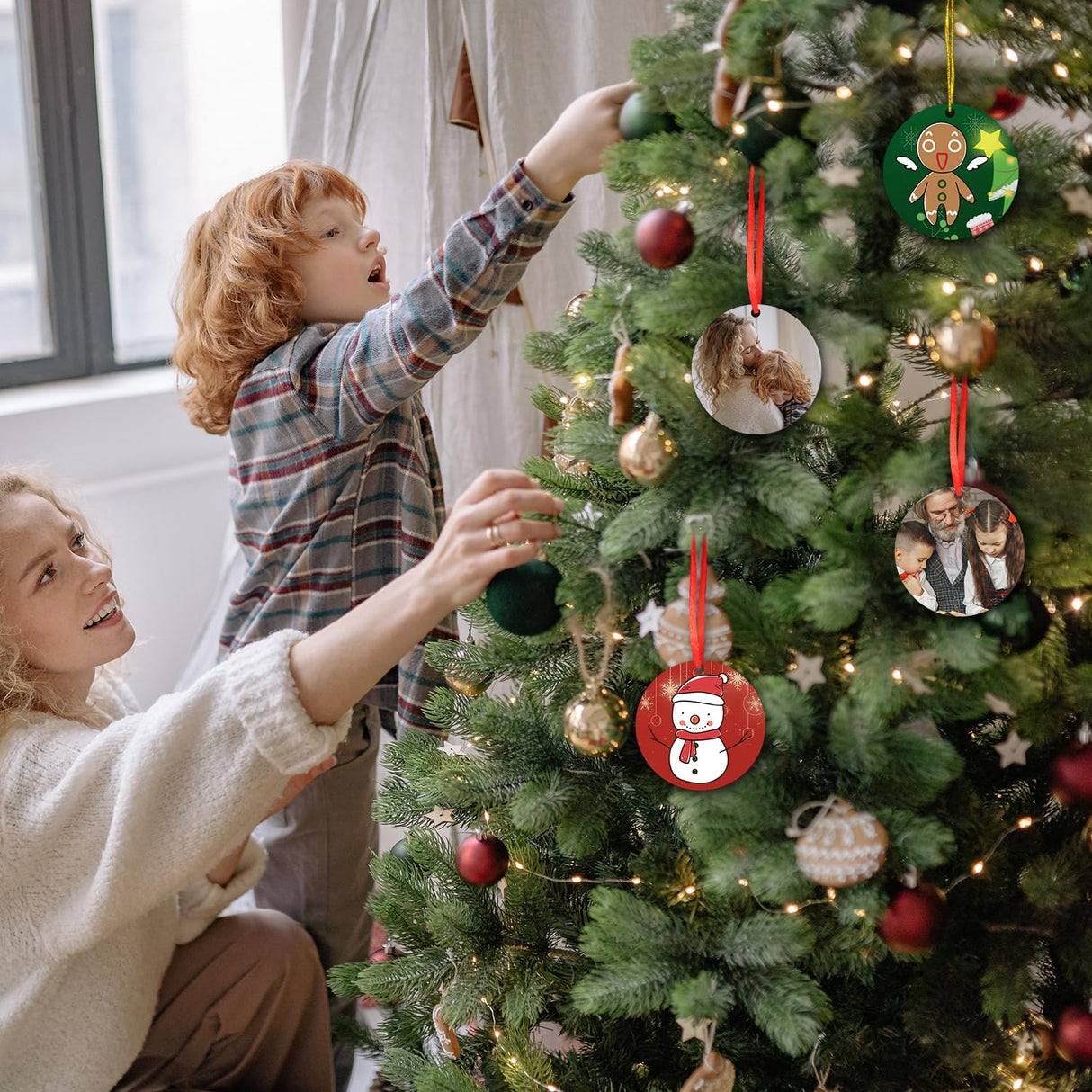 30pcs Sublimation Ornament Blanks, 3 inch Round MDF Personalized Sublimation Blanks Pendants Double Side Christmas Tree Discs Hanging Ornaments DIY Crafts Gift Decoration lasuroa