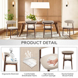COLAMY Wooden Dining Chairs Set of 4, Modern Fabric Upholstered Kitchen Side Chairs, Farmhouse Dining Room Chair with Foot Pegs, Beige COLAMY
