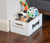 Red Co. 12” x 9” Distressed Wood Crate Dog Toy Storage Box with Handles and Chalkboard, White Red Co.