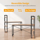 CubiCubi Computer Corner Desk with Storage Shelves, 47 Inch Reversible L Shaped Desk with Bookshelf, Home Office Writing Desk with Hooks, Small L Study Table, Rustic Brown CubiCubi