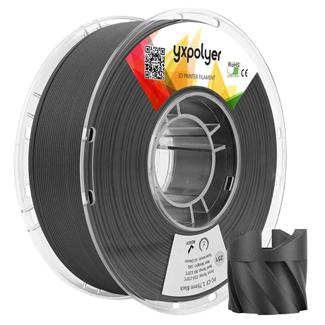 YXPOLYER PC-CF Filament Polycarbonate PC Carbon Fiber Engineering-Grade Filament 1.75mm 1kg with Reusable High-Heat Tolerant Spool yxpolyer