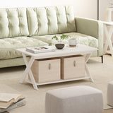 Furinno Modern Simplistic Criss-Crossed Coffee Table, White Furinno