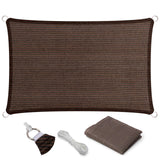 Eden's Decor Straight Flat-Edged Sun Shade Sail Rectangular 6' x 15' Brown UV-Blocking Outdoor Canopy Fabric Cloth Awning for Pergola Patio Garden Backyard Custom Size Eden's Decor