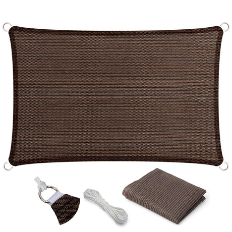 Eden's Decor Straight Flat-Edged Sun Shade Sail Rectangular 6' x 15' Brown UV-Blocking Outdoor Canopy Fabric Cloth Awning for Pergola Patio Garden Backyard Custom Size Eden's Decor