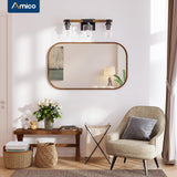 Amico 3-Light Bathroom Vanity Light Fixtures, Rustic Industrial Painted Wood Vanity Lights for Bathroom, Vintage Black Wall Sconces Bathroom Vanity Lighting with Clear Glass Shade Amico