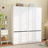 Mhsatyrs Armoire Wardrobe Closet with Doors: 75" White Large Wardrobe Closet with 4 Doors, Clothes Cabinets for Bedroom Armoires with Storage, Wood Wardrobes Closets for Hanging Clothes (C+C, 63") Mhsatyrs