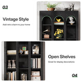 Tribesigns 5-Tier Farmhouse Arched Bookshelf, 70.87-Inch Mid Century Modern Bookcase with Open Shelves, Tall Wood Book Shelf Gothic Display Storage Shelving Unit for Home Office, Black Tribesigns