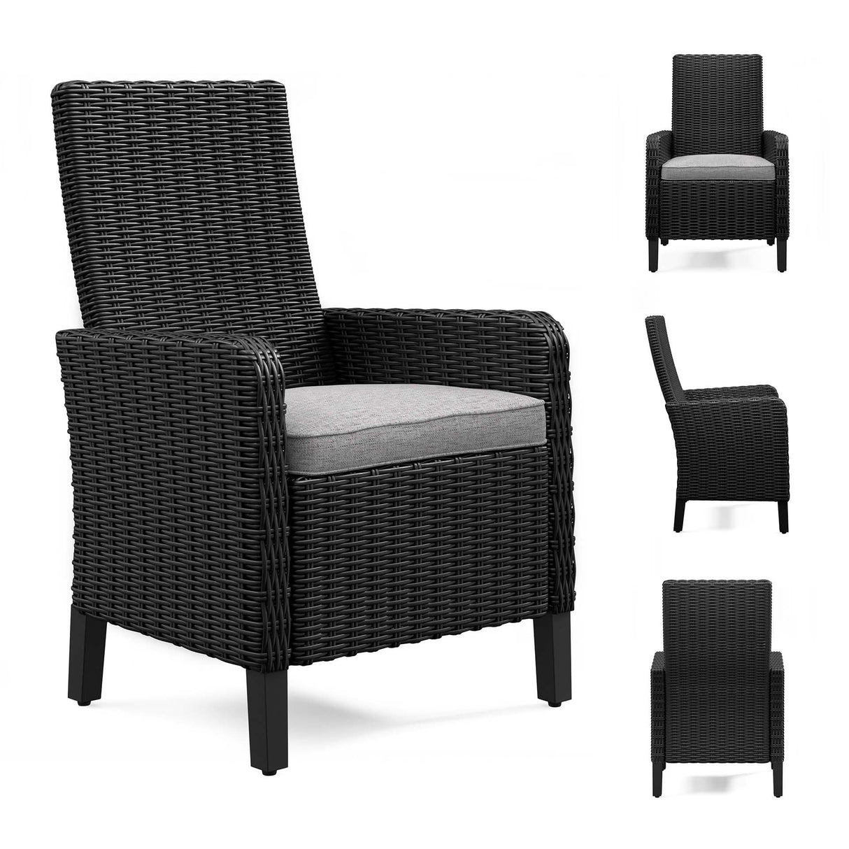 Signature Design by Ashley Beachcroft Casual Weather Resistant Outdoor Arm Chair with Cushion, Set of 2, Light Gray & Black Signature Design by Ashley