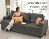 VanAcc 89 Inch Sofa, 3 Seater Sofa with Extra Deep Seats, Modern Couch- Comfy Couch for Living Room Apartment Lounge, Grey Chenille VanAcc