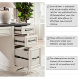 JXQTLINGMU 58" Executive Desk, Farmhouse Computer Desk with Drawers and Cabinet, Embossed Texture Home Office Desk, Workspace for Work Study Writing, White JXQTLINGMU