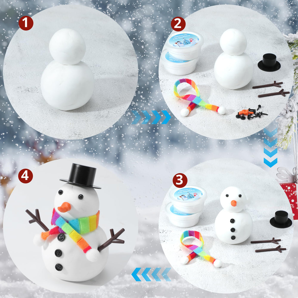 ARTPAR 20 Pack Modeling Clay DIY Snowman Kit,Air Dry Clay Snowman Crafts for Kids,Christmas Stocking Stuffers for Kids,Christmas Crafts Xmas Gift ARTPAR