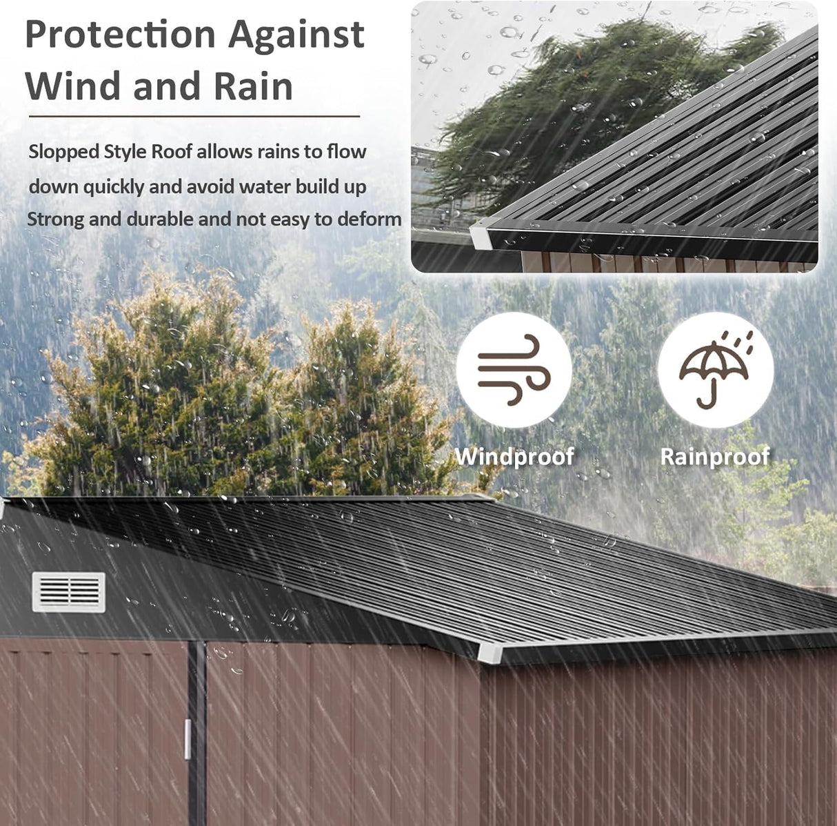 Aoxun 9.4x7.3x6.5 FT Outdoor Metal Storage Shed with Lockable Door- Ideal for Tools, Garden Equipment & Bikes, Includes Base, Perfect for Patio Placement Aoxun