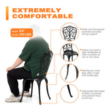 NUU GARDEN 3 Piece Bistro Set Outdoor, All Weather Cast Aluminum Patio Bistro Sets Patio Table and Chairs Set of 2 with Umbrella Hole for Yard, Balcony, Black, Butterfly Backrest NUU GARDEN