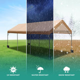MIXPATIO 10 x 20 ft Heavy Duty Carport Car Canopy, Portable Car Port Garage Party Tent, Galvanized Car Shelter All Weather with Reinforced Steel Frame for Car, Boat, Beige MIXPATIO