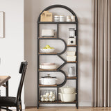 IDEALHOUSE Bookshelf 6 Tier Arched Bookcase 81.7in Tall Display Racks Geometric Open Storage Shelf Unique Book Rack Metal Frame Large Modern Book Shelf for Bedroom, Living Room, Home Office IDEALHOUSE
