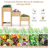 COSTWAY Raised Garden Bed, 3-Tier Wooden Elevated Planter Stand with Open Shelf & Drainage Holes, Outdoor Garden Bed Planting Boxes for Vegetables, Fruits, Flowers, Herbs, Natural COSTWAY