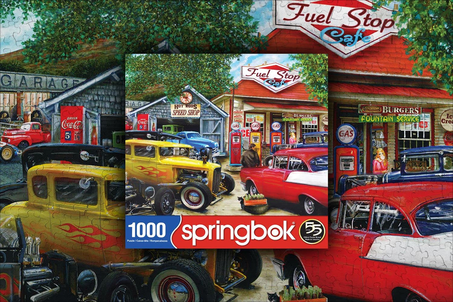 Springbok's 1000 Piece Jigsaw Puzzle Hot Rod Cafe - Made in USA