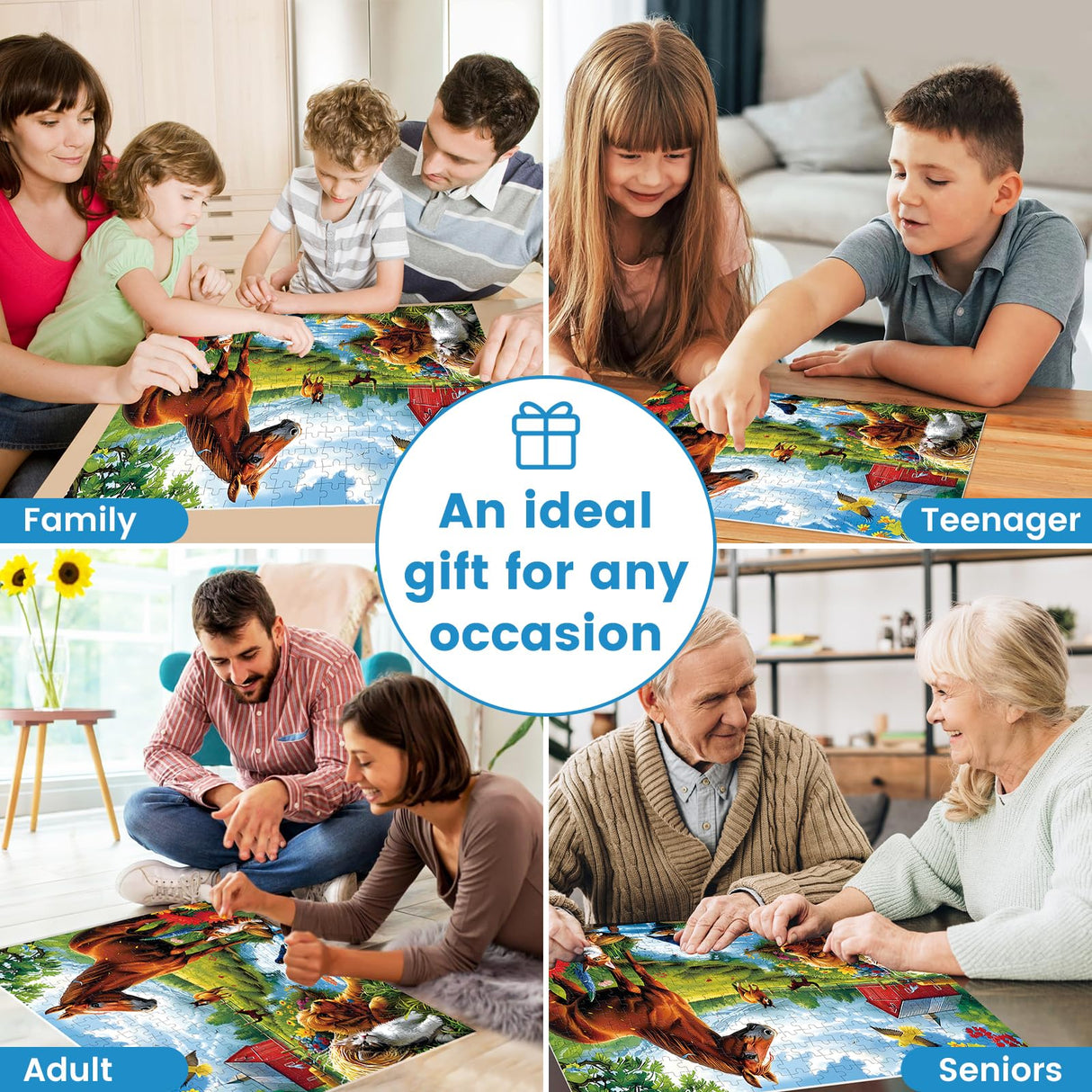 300 Piece Jigsaw Puzzle for Adults, 300 Piece Jigsaw Puzzle for Kids, Horse and Cat Jigsaw Puzzles, Animal Jigsaw Puzzles, Creative Games and Holiday Party Gifts, Fun and Challenging Family Games VOLUVOLU