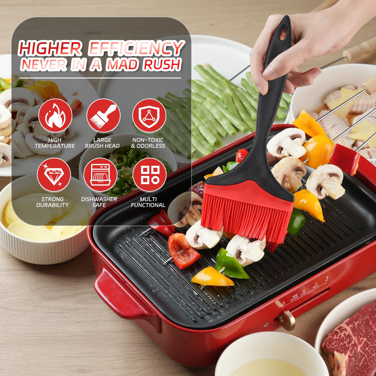 Large Silicone Basting Pastry Brush - 3.95inch Extra Wide Silicone Basting Brush for Grilling,Heat Resistant Brushes Spread Oil Butter Sauce for Cooking Baking BBQ,Dishwasher Safe,Set of 2 Tuyotue