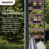 Sunjoy 7 x 9 ft. Grill Gazebo, 2-Tier Hardtop Gazebo Pergola with Ceiling Hooks and Storage Shelves, Matte Black Sunjoy