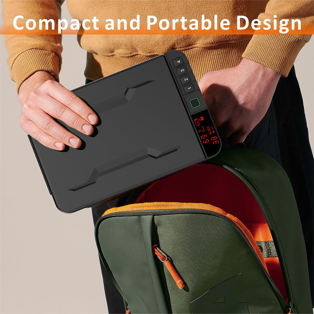 Z ZLJUAN Portable Gun Safe with LCD Display of Temp,Humidity,Pistol Safe with Biometric Fingerprint,Keypad Lock,Key,Biometric Handgun Safe for Travel/Home/Car/Nightstand Beside (Black) Z ZLJUAN