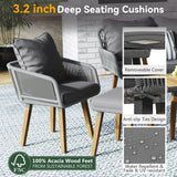 LUMISOL 6-Piece Grey Patio Furniture Set with Acacia Wood Cool Bar Table and Rope Seating LUMISOL