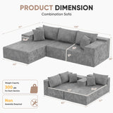 Homall 108" Modular Sectional Sofa, Boneless Couch with L-Shape Chaise, Cloud Couch with Deep Seat Upholstered, No Assembly Required for Living Room, Bedroom (Chenille, Grey) Homall