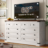 EnHomee 10 Drawer Dresser for Bedroom, Wood Dressers & Chest of Drawers for Bedroom, Hallway, Antique White,15" D x 55" W x 35.6" H EnHomee