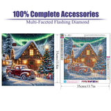gganmtere 5D Christmas Red Truck Diamond Art Painting Kits for Adults,Landscape Diamond Painting Kits for Beginners,Full Drill Diamond Dot,Gem Art Crafts for Adults Wall Decor 14x14inch gganmtere
