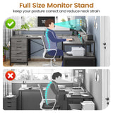 SEDETA L Shaped Desk with 6 Drawer, 108" Home Office Desk with File Drawer & Power Outlet, Corner Computer Desk with Monitor Shelf, Two Person Desk, Gaming Desk with Led Lights, Grey SEDETA