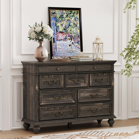 Yechen Farmhouse 9 Drawer Dresser for Bedroom - 47" Wide Modern Chest of Drawers, Rustic Thickened Wooden Dressers, Dressers Organizer for Living Room, Bedroom, Hallway Yechen