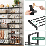 Simple Trending 8-Tier Shoe Rack Large Capacity 64 Pairs Tall Shoe Shelf, Sturdy Metal Shoe Organizer for Entryway, Closet, Bedroom, Black Simple Trending