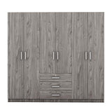 BEDGJH Armoire Wardrobe Closet, Large Wardrobe Closet with 6 Doors, Bedroom Tall Armoire with Big Drawers, Hanging Rails and Shelves, Easy Assembly (Gray) BEDGJH