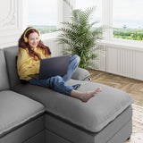 U Shaped Sectional Couch for Living Room,110" 4-Seater Comfy Couch with Double Chaise,Deep Seat Modular Sofa Couches with Thick Cushion & Soft Backrest,Light Grey Shintenchi