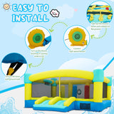 HOMMOW Big Bounce House,15 x 14.8 FT Inflatable Bounce Castle for Kids 3-12,Outdoor/Indoor Bouncy House with Blower,Slides,Obstacles,Trampolines,Basketball Hoop HOMMOW