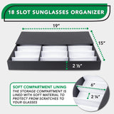 ProSource 18 Slot Sunglasses Organizer Box Stand Display Case/Tray, Fabric Lined & Snap Close ProSource
