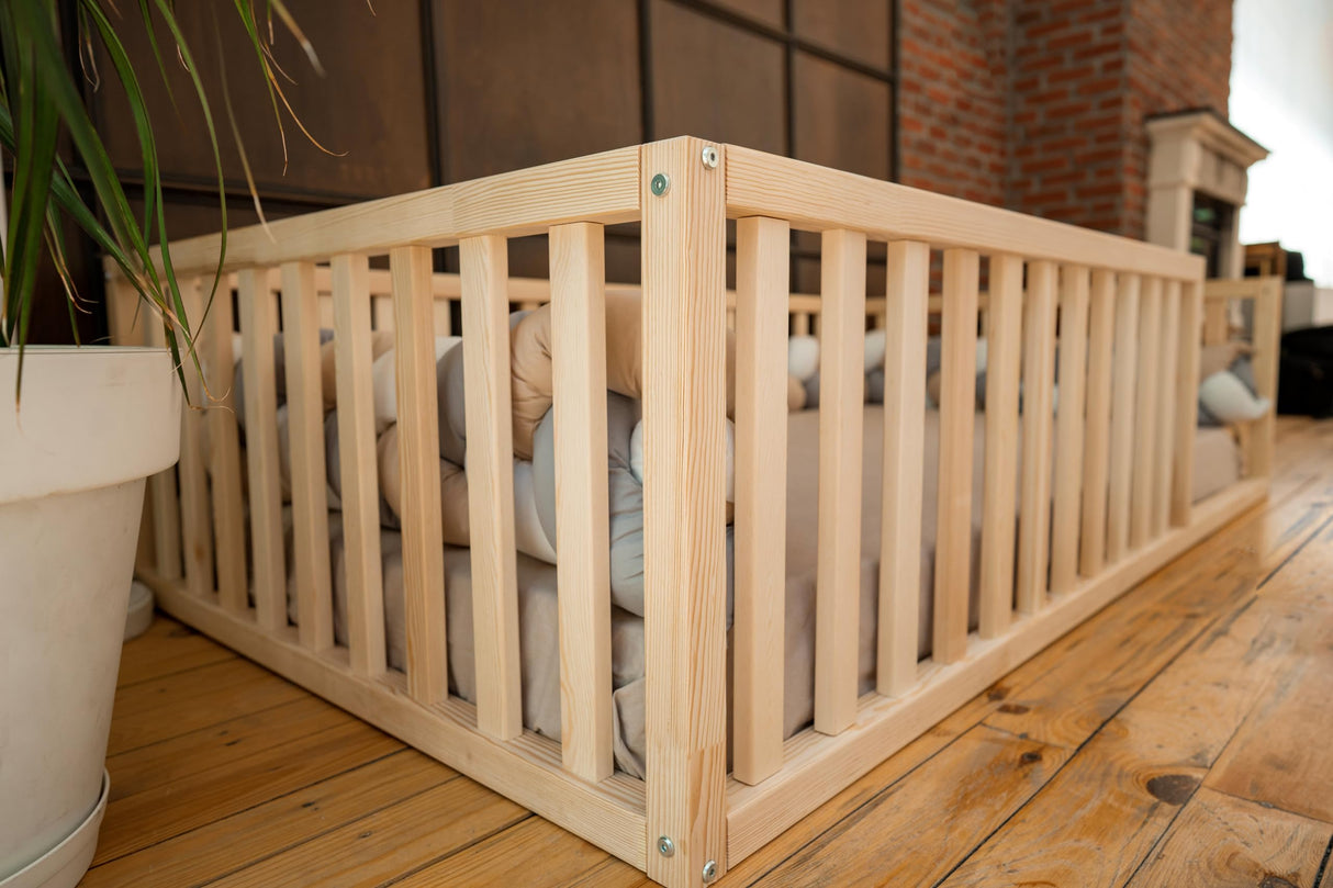 Montessori Floor Bed Small Size 52x27,5"/ Height 18.90'' | Pine Tree Toddler Bed Frame, Wood Bed Frame | Gift For Kids Room Decor (Small) Generic