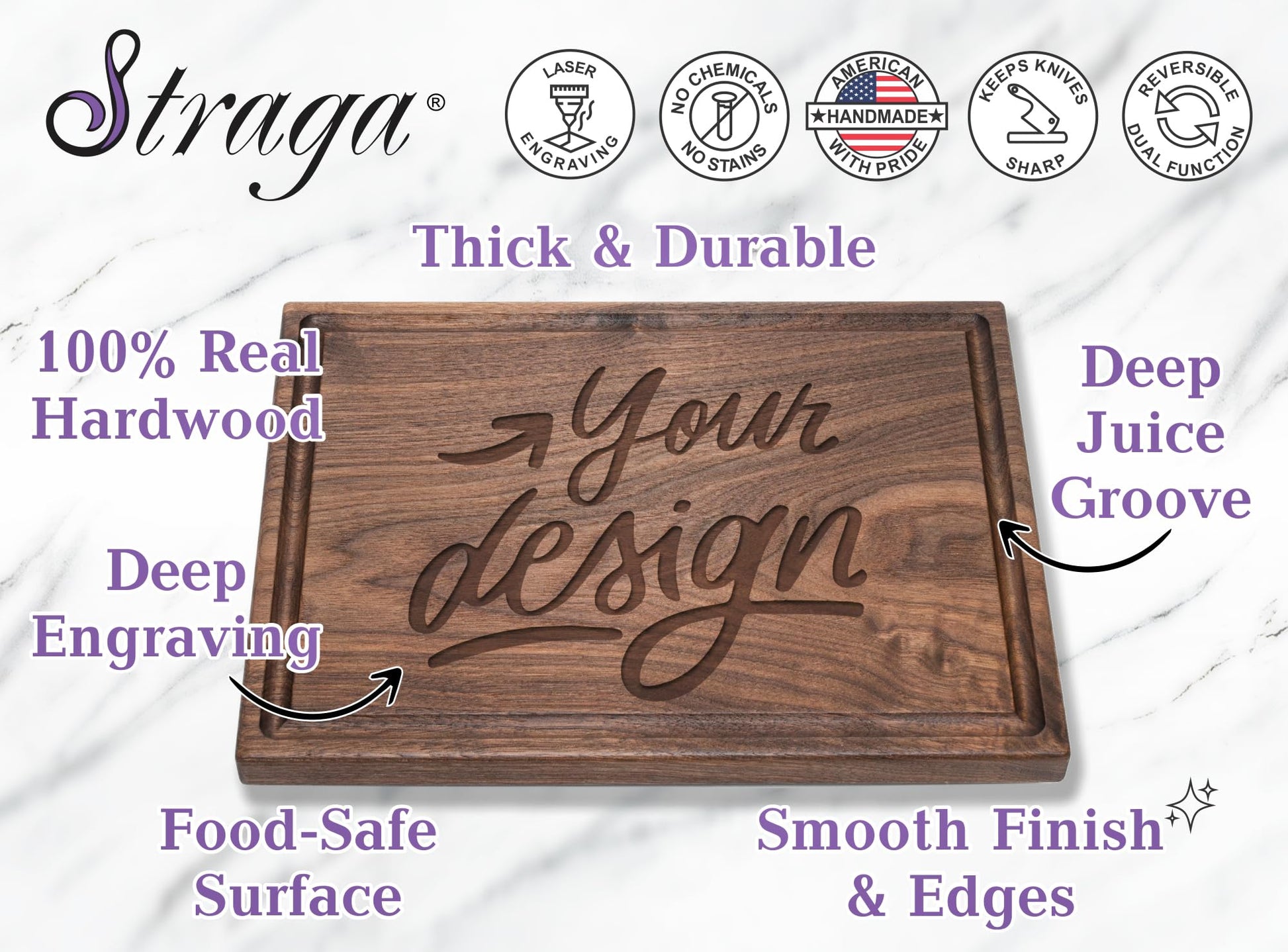 Straga Personalized Cutting Boards | Handmade Wood Engraved Charcuterie | Custom Wedding, Anniversary, Birthday or Family Reunion Gift for Chef or - WoodArtSupply