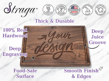 Straga Personalized Cutting Boards | Handmade Wood Engraved Charcuterie | Custom Fun Retirement Gift for Employees, Co-Workers or Friends - WoodArtSupply