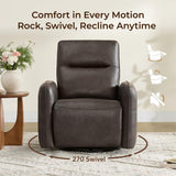 CHITA Faux Leather Power Recliner Chair, Swivel Glider Recliner for Adults, Nursery Rocking Chair with USB & Type-C Charging for Living Room, Bedroom, Chocolate Brown CHITA