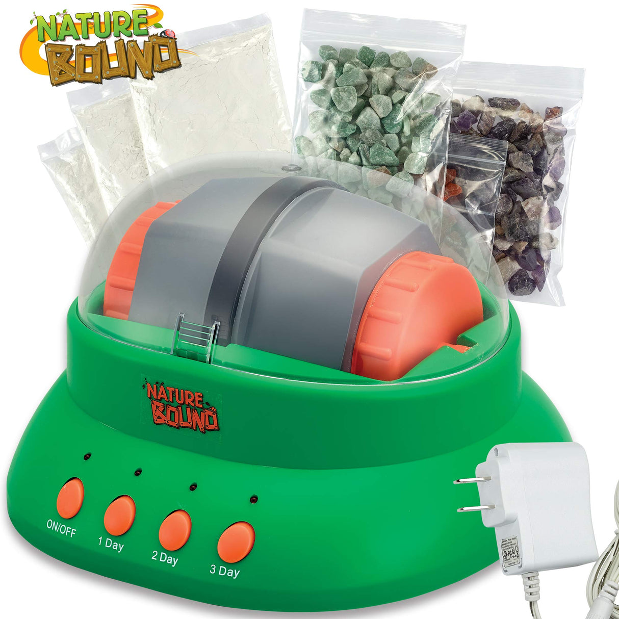 Nature Bound Starter Rock Tumbler Kit for Kids– Includes Rough Gemstones, Polishing Grits, Jewelry Fastenings, and Instructions – Great STEM Science Kit for The Future Geologist, Boys & Girls Ages 8+ Nature Bound