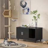 STARY Hidden Cat Litter Box Enclosure Furniture with Scratching Mat, Black STARY