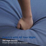 Wisteria Lane Aluminum Outdoor Patio Furniture Set, 7 Seats Modern Patio Conversation Sets, Outdoor Sectional Metal Sofa with 5 Inch Cushion and Coffee Table for Garden, Black Frame and Blue Cushion Wisteria Lane