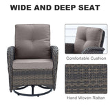 HUMMUH 5-Piece Patio Furniture Wicker Outdoor Conversation Set,All-Weather Rattan Swivel Chairs Bistro Set with Loveseat Coffee Table for Backyard,Poolside,Deck(Brown/Grey) HUMMUH