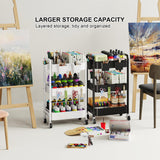 3 Tier Rolling Cart Metal with Wheels, White Three Tiered Craft Cart Organizer on Wheels, Storage Utility Carts for Art, Baby Nursery,Diaper Caddy, Cleaning Supplies, Nail,Lash,Snack,Book,Roller Shelf Aofure
